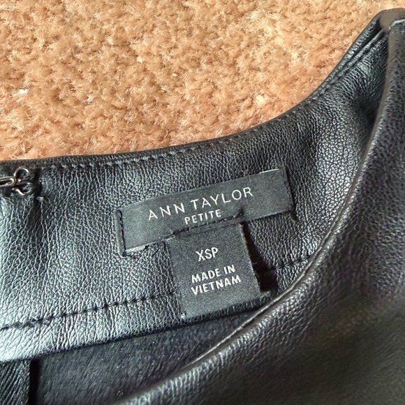 Ann Taylor Petite Black Leather Top - Picture 2 of 3